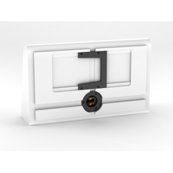 Manger Audio w1 on wall, high gloss white, rear, bracket and connectors