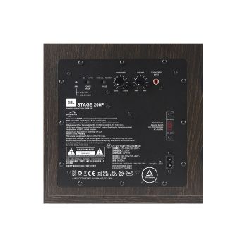 JBL Stage2 200P espresso black connections close up