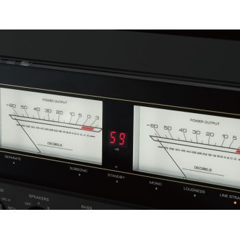 Luxman L-509Z Black Edition Centennial vu meters detail