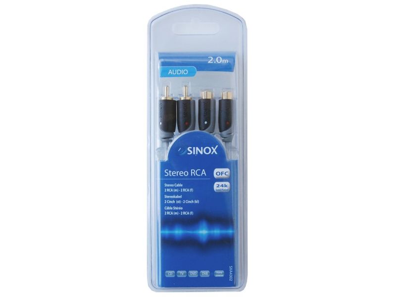 Sinox SXA-4302 male rca to female rca extension - 2 meters